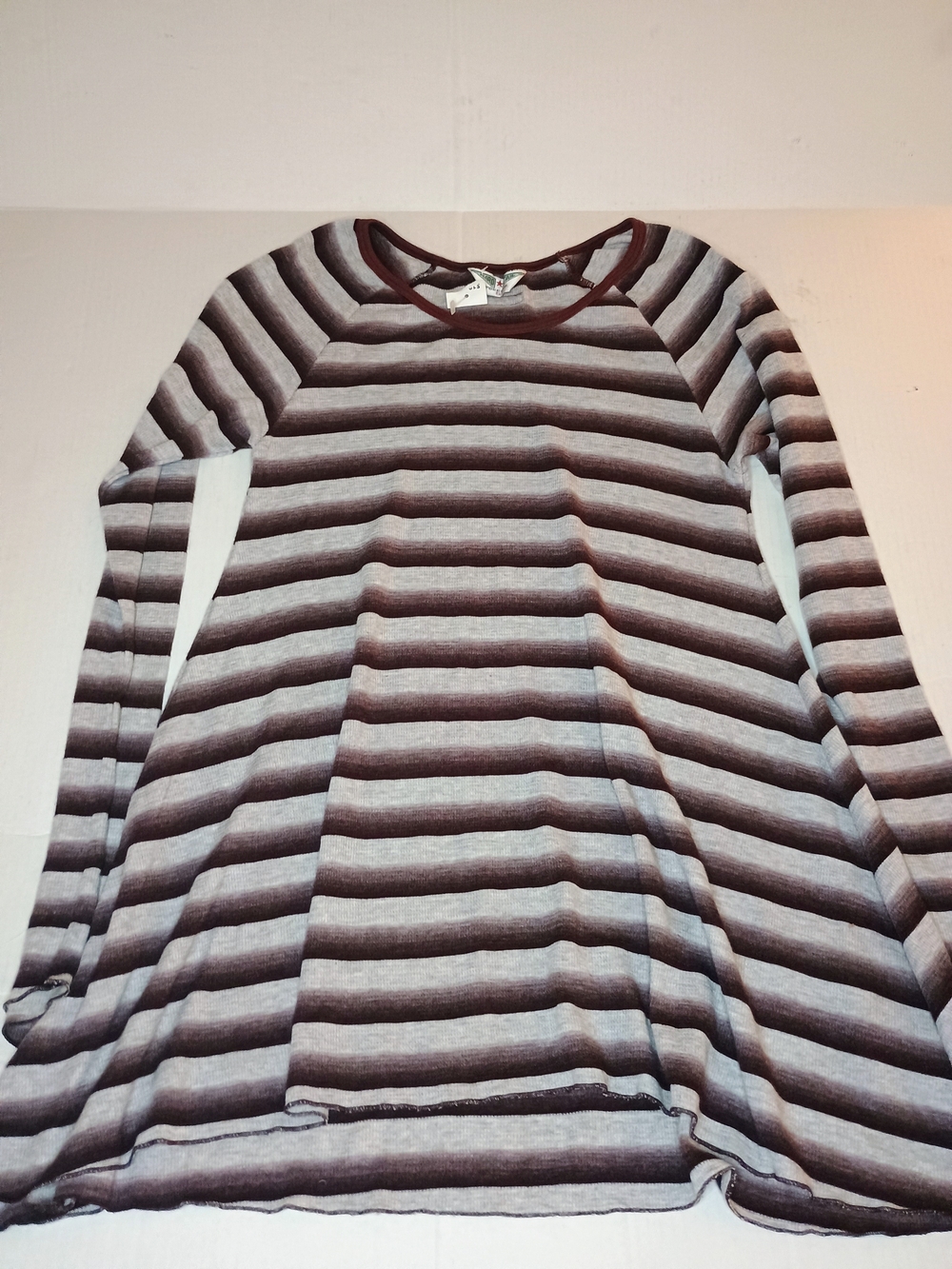 Hard Tail Women's Maroon, Gray and Burgundy, Striped Knit Top Small Nwot